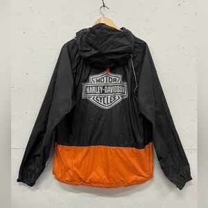 Harley Davidson Hooded Full Zip Rain Jacket, Size L